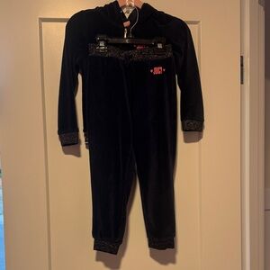 Juicy Couture Navy Velour Tracksuit with Pink Accents